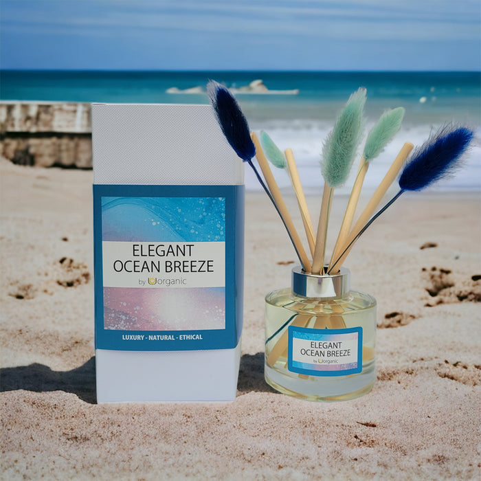UOrganic Luxury Bunny Tail Reed Diffuser - Elegant Ocean Breeze Fragrance 165ml