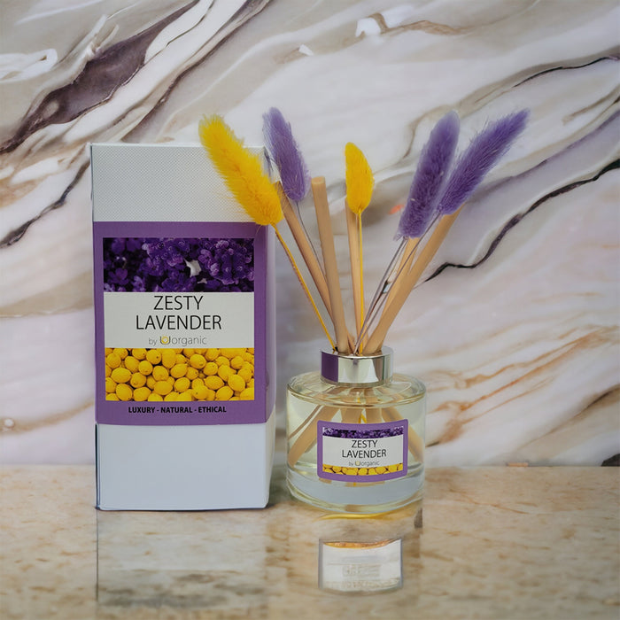 UOrganic Luxury Bunny Tail Reed Diffuser - Zesty Lavender Fragrance 165ml