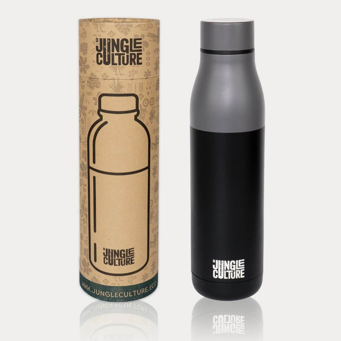 Jungle Culture Reusable Stainless Steel Water Bottle (Matt Effect Black)