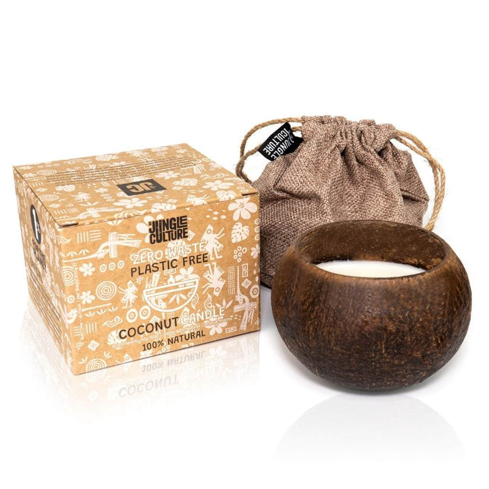 Jungle Culture Coconut Shell Candle - Toasted Coconut Scent 45-50hr Burn Time