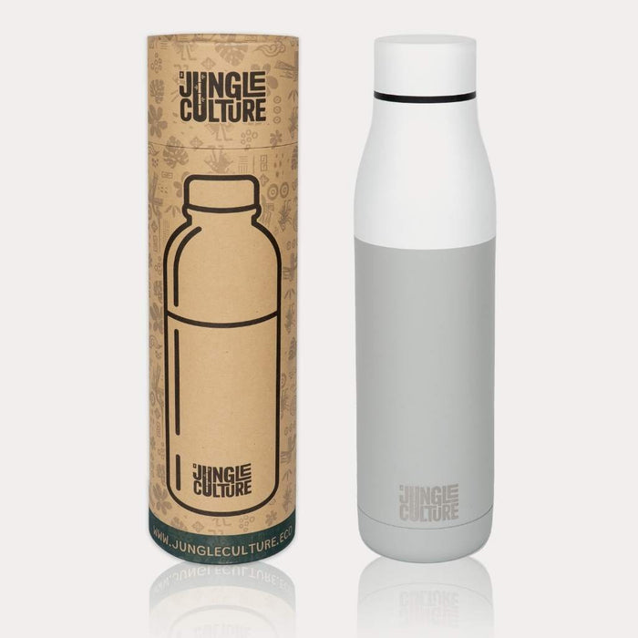 Jungle Culture Reusable Stainless Steel Water Bottle (Matt Effect White)