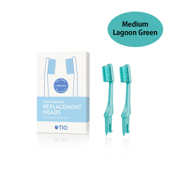 TIO Toothbrush Replacement Heads Lagoon Green - Medium (2 Pack)