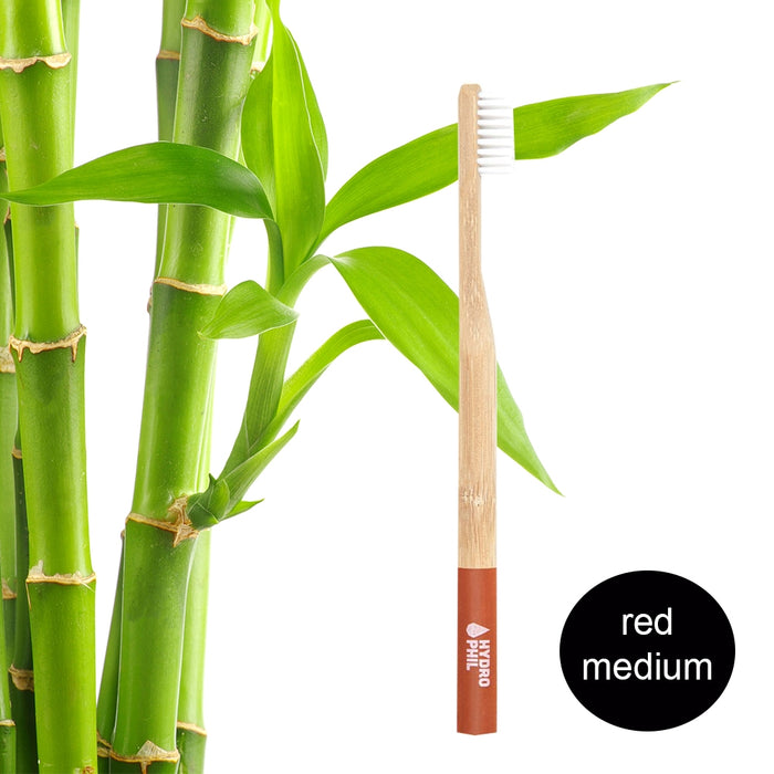 Hydrophil Adult - Biodegradable, Bamboo Toothbrush Red - Medium