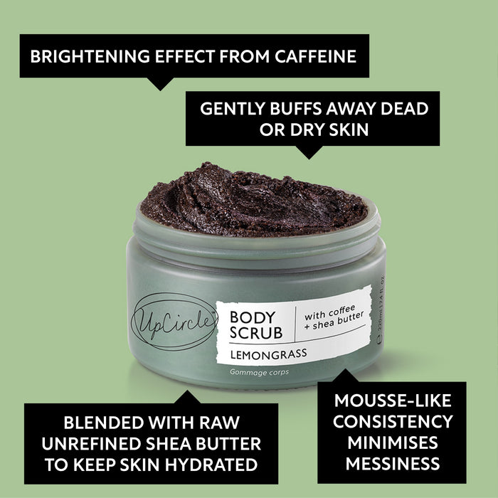 UpCircle Lemongrass Body Scrub with Coffee + Shea Butter 220ml