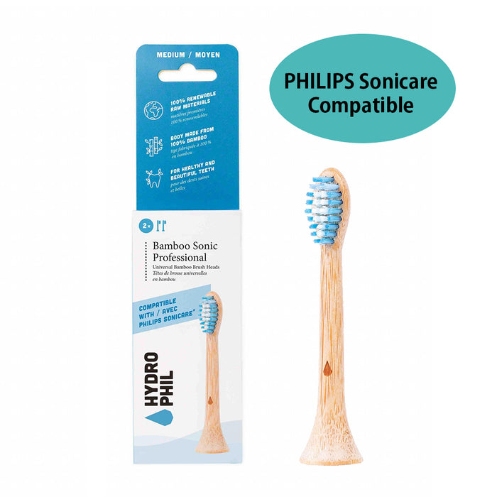 Hydrophil Sonic Electrical Replacement Toothbrush Heads Bamboo (2 Pack)