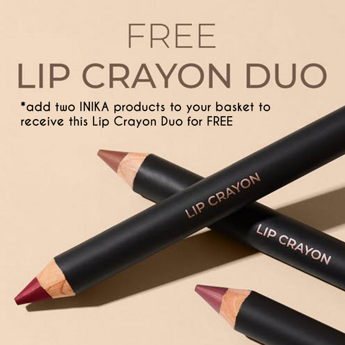 INIKA Organic Lipstick Crayon Rose Petal and Deep Plum Duo
