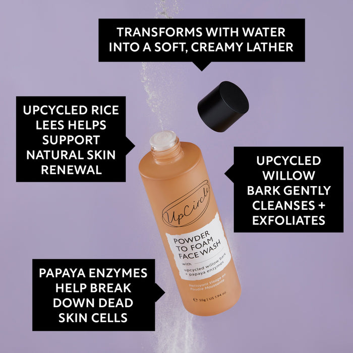 UpCircle Powder to Foam Face Wash with Willow Bark + Papaya Enzymes 55g