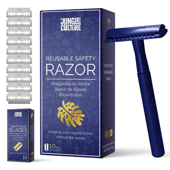 Jungle Culture Safety Razor (Sapphire Blue) - Blades included