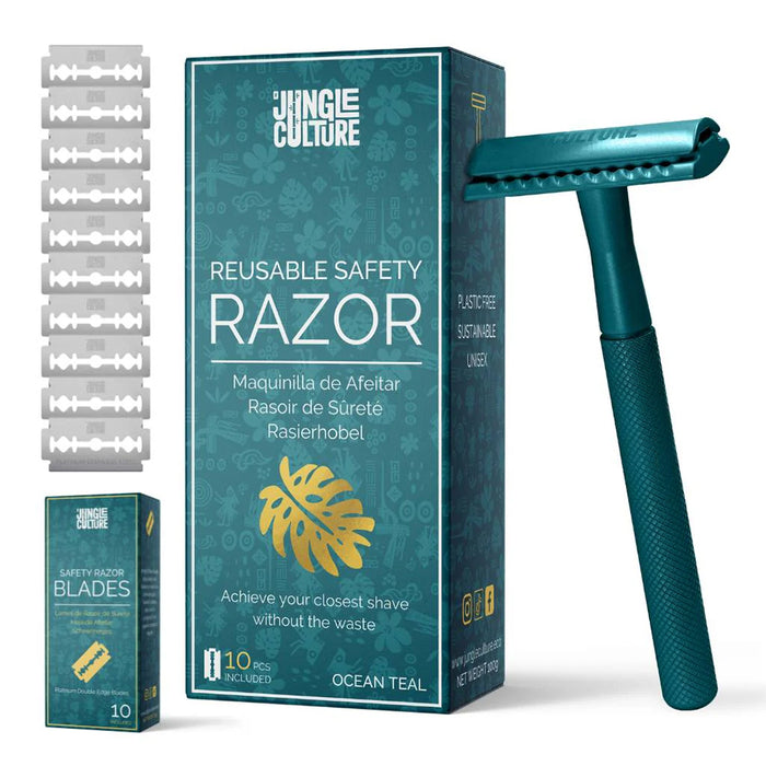 Jungle Culture Safety Razor (Teal) - Blades included