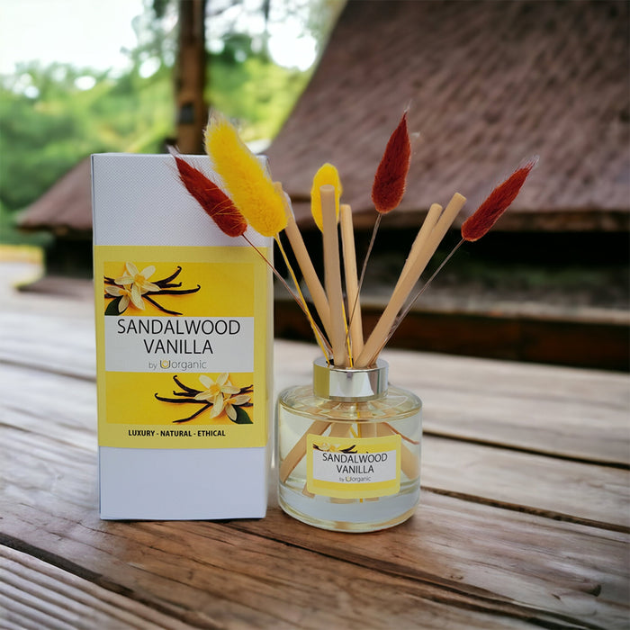 UOrganic Luxury Bunny Tail Reed Diffuser - Sandalwood Vanilla Fragrance 165ml