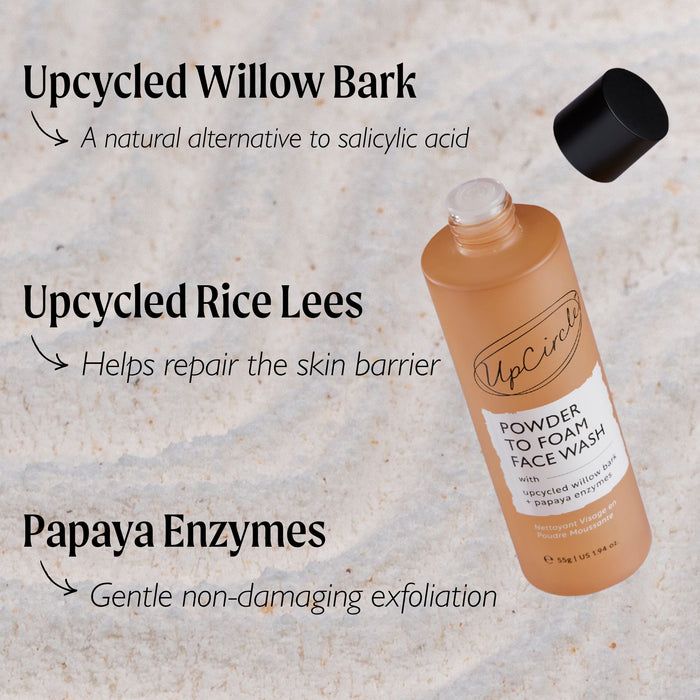 UpCircle Powder to Foam Face Wash with Willow Bark + Papaya Enzymes 55g