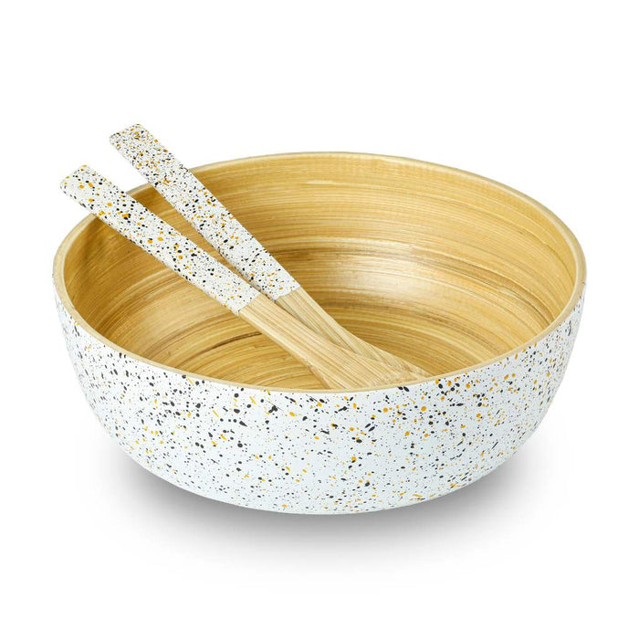 Jungle Culture Extra Large Bamboo Salad Bowl White (28cm Diameter)