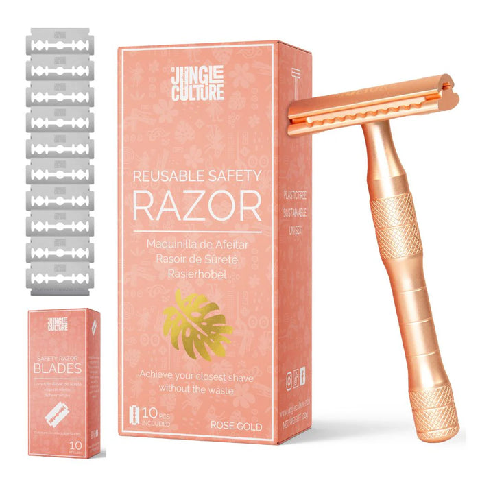 Jungle Culture Rose Gold Reusable Safety Razors - Blades included