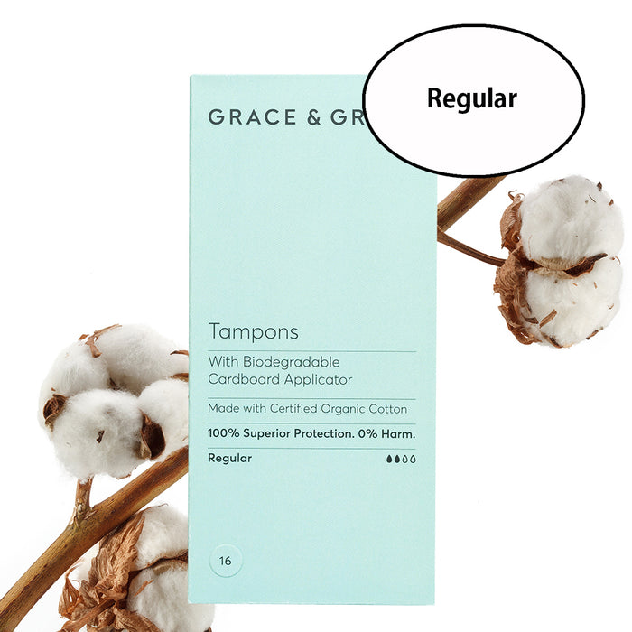 Grace & Green Organic Cotton Applicator Tampons Regular (16 in Box)