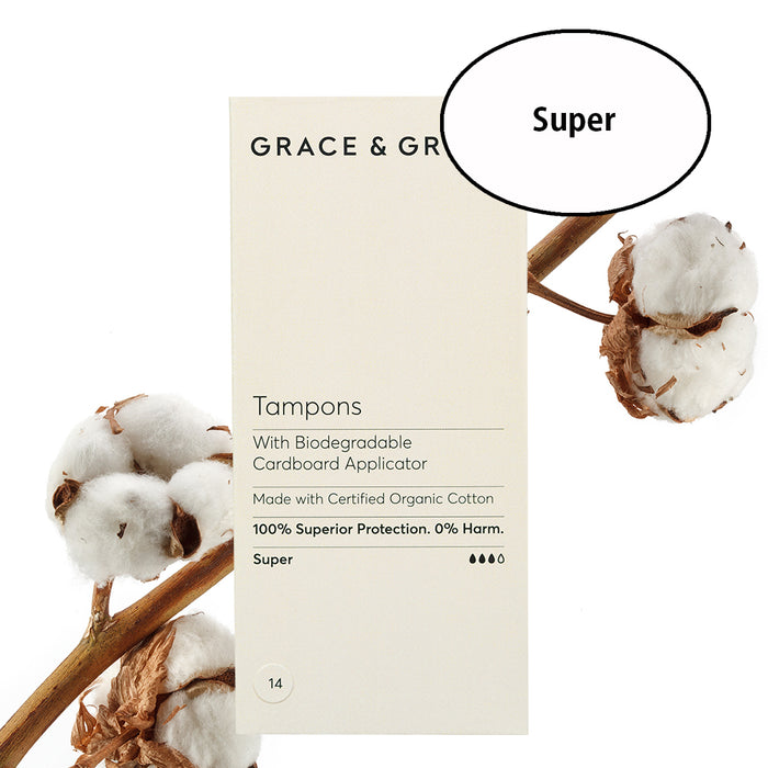 Grace & Green Organic Cotton Applicator Tampons Super (14 in Box)