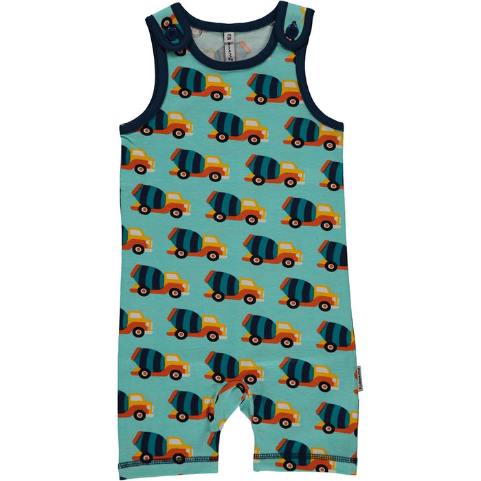 Maxomorra Cement Truck Playsuit Short Sleeved