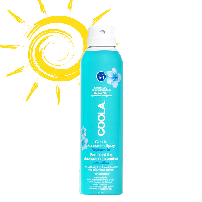 COOLA Classic Body Organic Sunscreen Spray SPF50 - Fragrance Free 177ml - BBE 09/2024