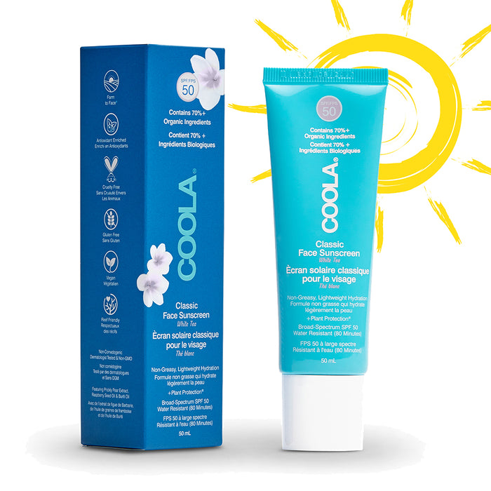 COOLA Classic Face Organic Sunscreen Lotion SPF50 - White Tea 50ml - 03/2024