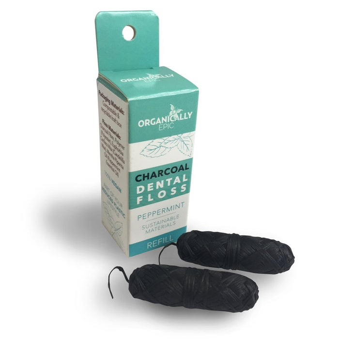 Organically Epic - REFILLS Charcoal Infused Peppermint Vegan Dental Floss