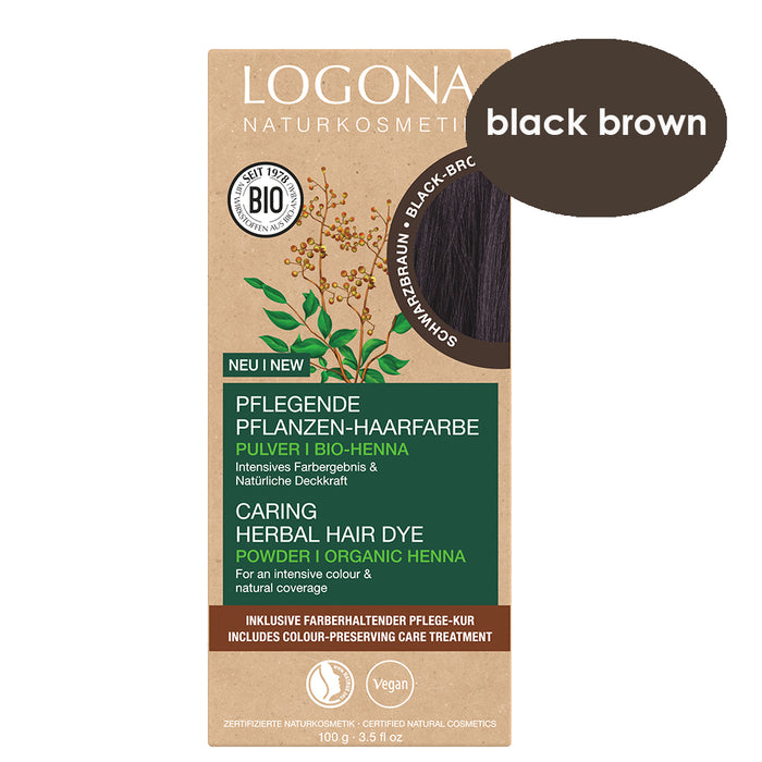 Logona Black Brown Herbal Hair Colour 100g