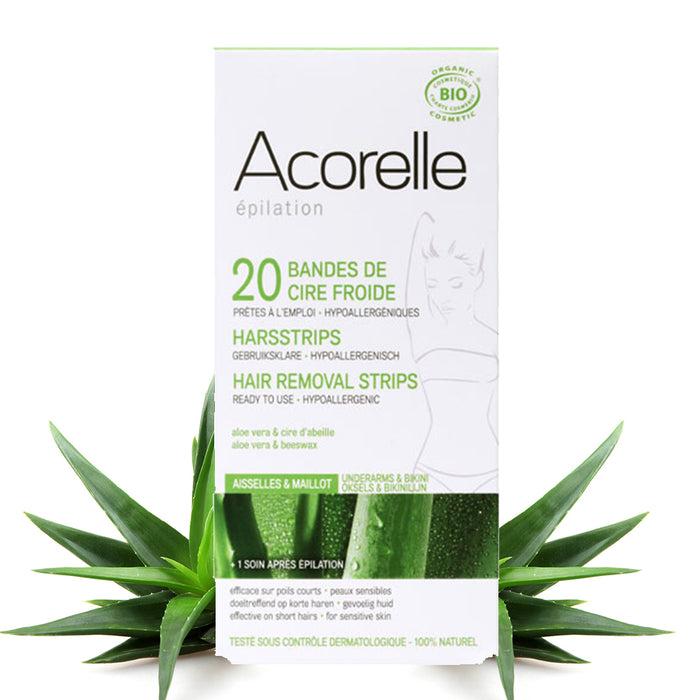 Acorelle Hair Removal Strips for Underarms & Bikini - 20 Strips