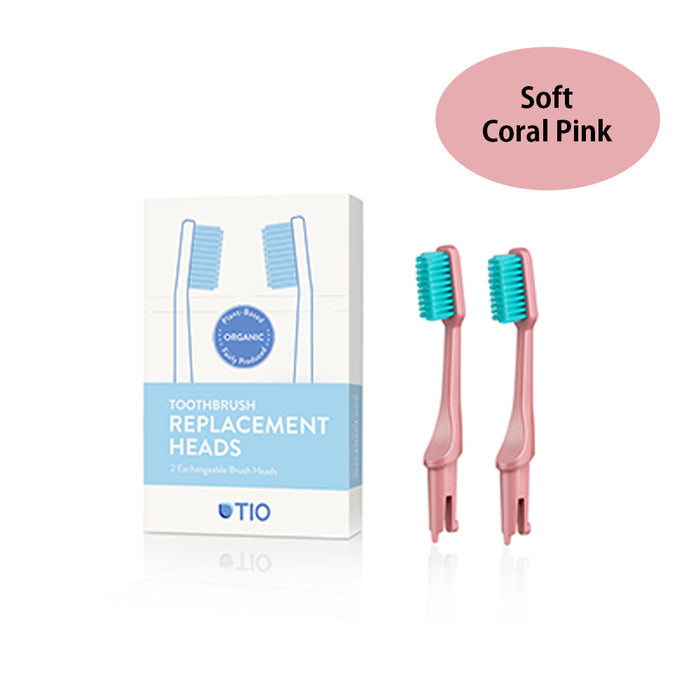 TIO Toothbrush Replacement Heads Coral Pink - Soft (2 Pack)