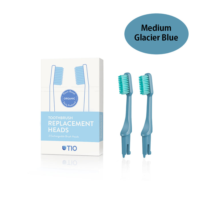 TIO Toothbrush Replacement Heads Glacier Blue - Medium (2 Pack)