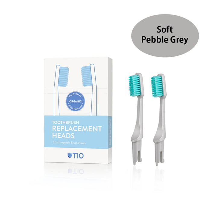 TIO Toothbrush Replacement Heads Pebble Grey - Soft (2 Pack)